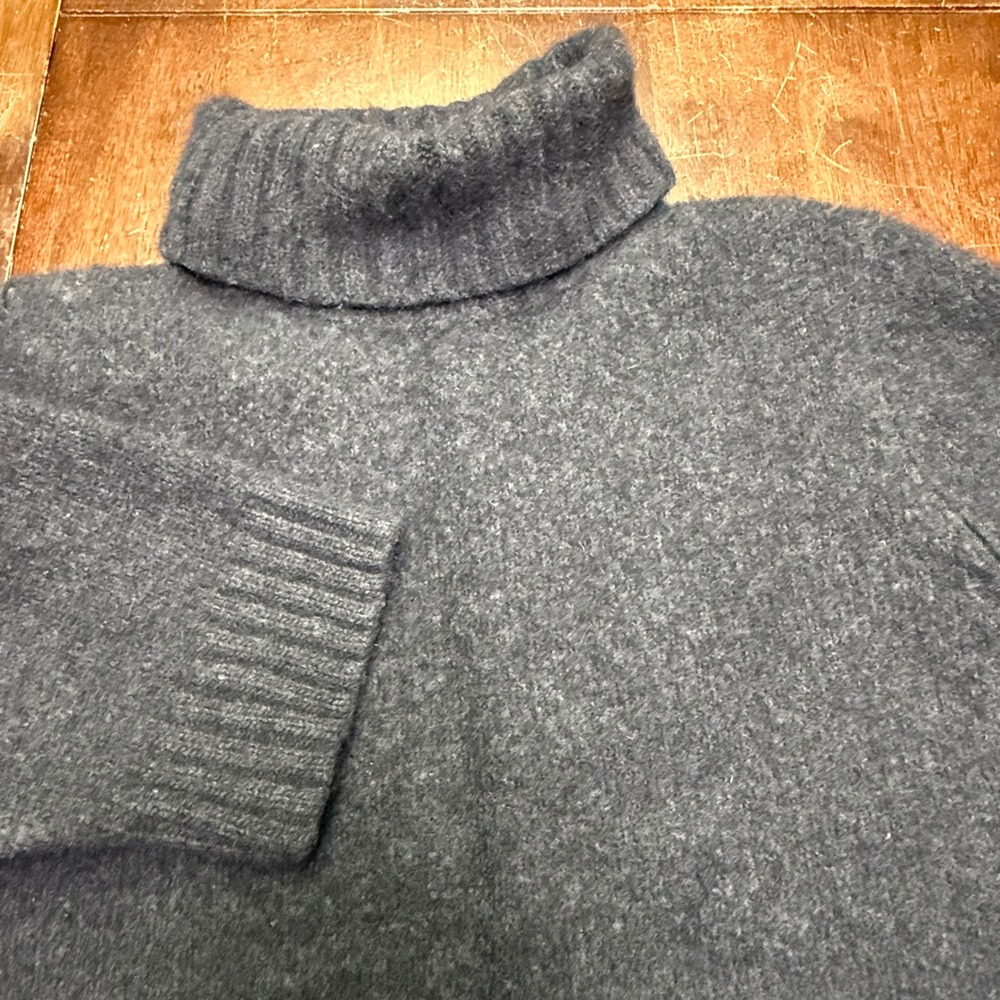 Lauren Ralph Lauren Turtleneck Women L Grey Merino Cashmere Angora Short Sleeve